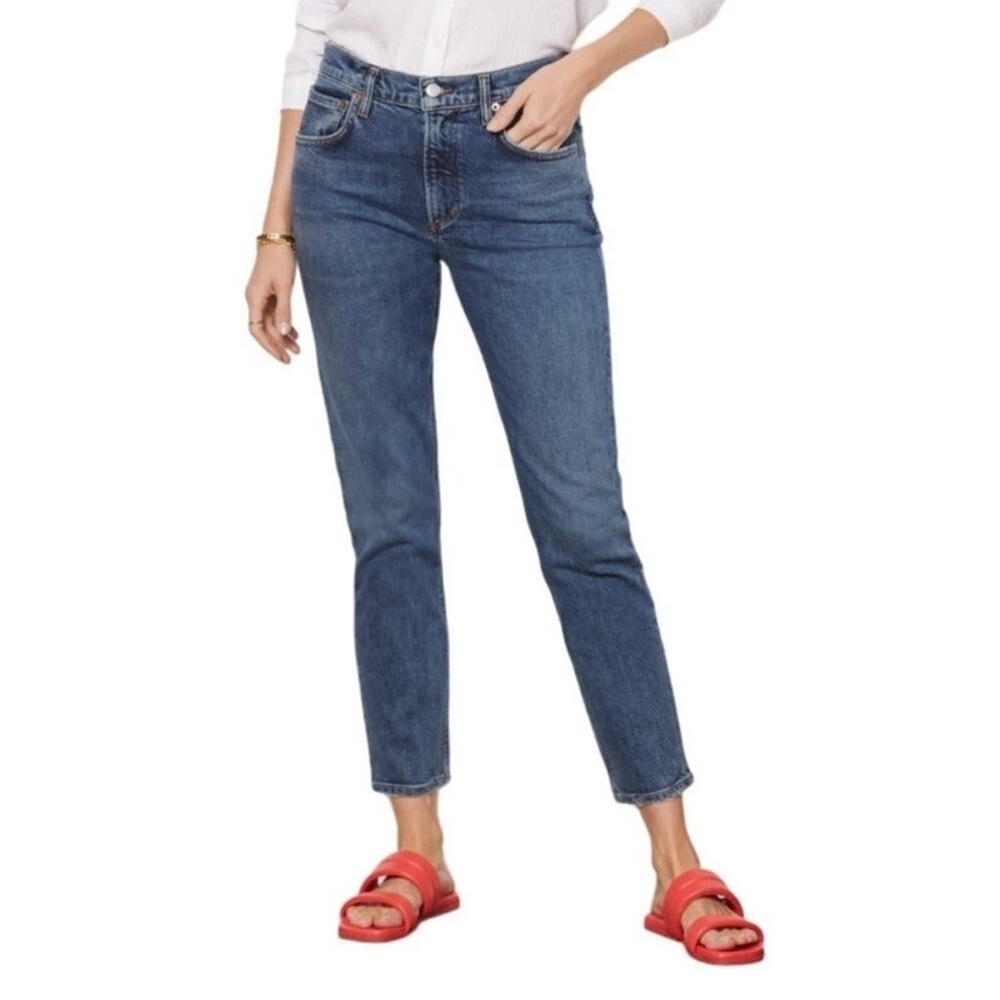 Agolde Willow Mid Rise Slim Crop Jeans Straight Leg Size 25 Minimal Clean Chic